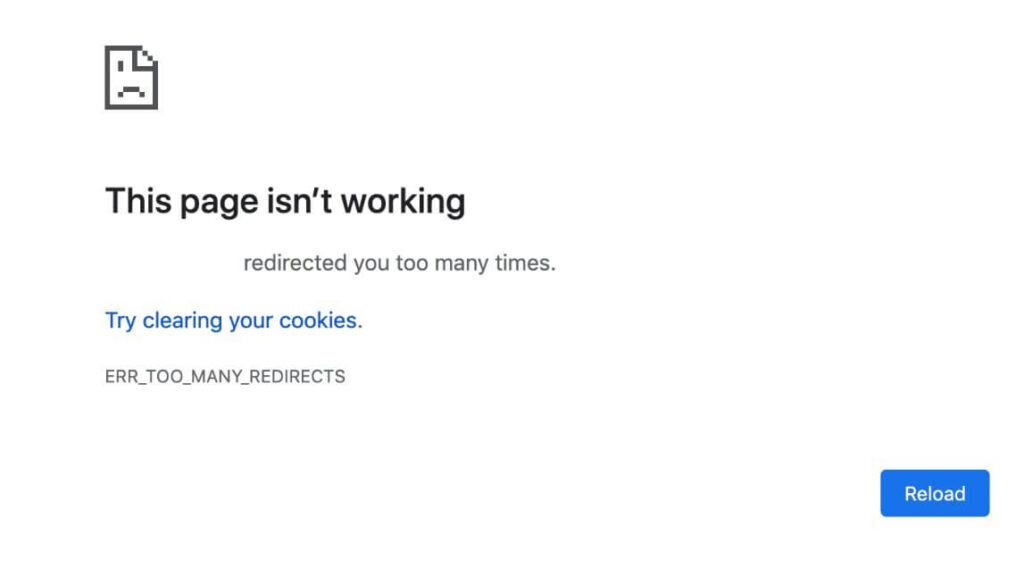 too many redirects